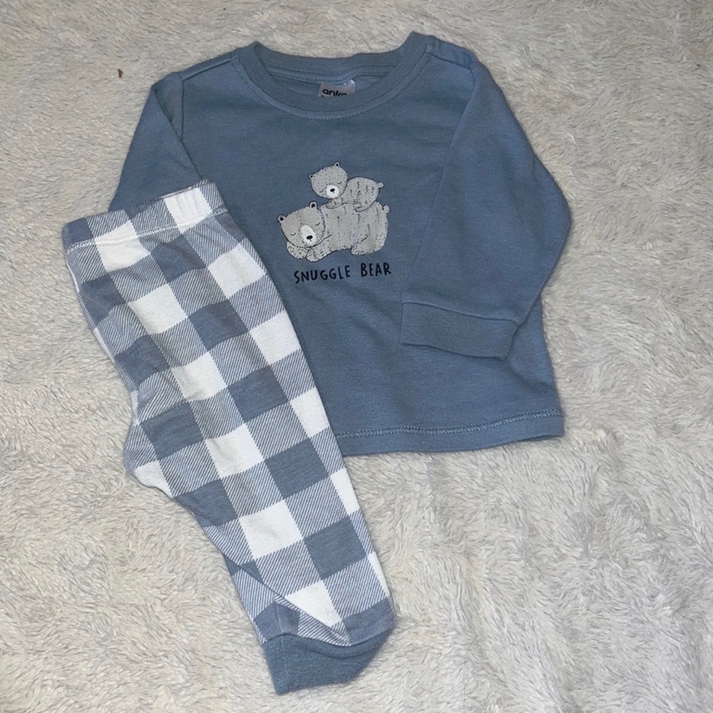 ANKO 3-6 month blue bear matching pj set 🐻